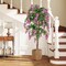 Rose Red Artificial Wisteria Tree with Real Wood Trunk and Cement Pot Perfect for Living Rooms or Bedrooms